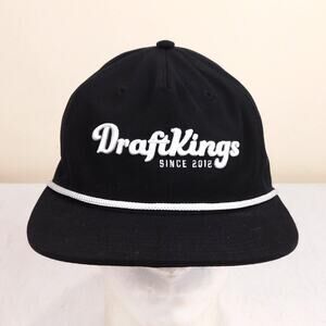 Draftkings Rope Brim Snapback Hat Adjustable Embroidered Golf Black White